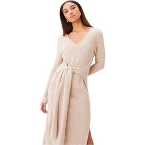 TOCCIN × RTR Stevie Tie Front Wool Cashmere Knit Sweater Midi Dress Tan S EUC